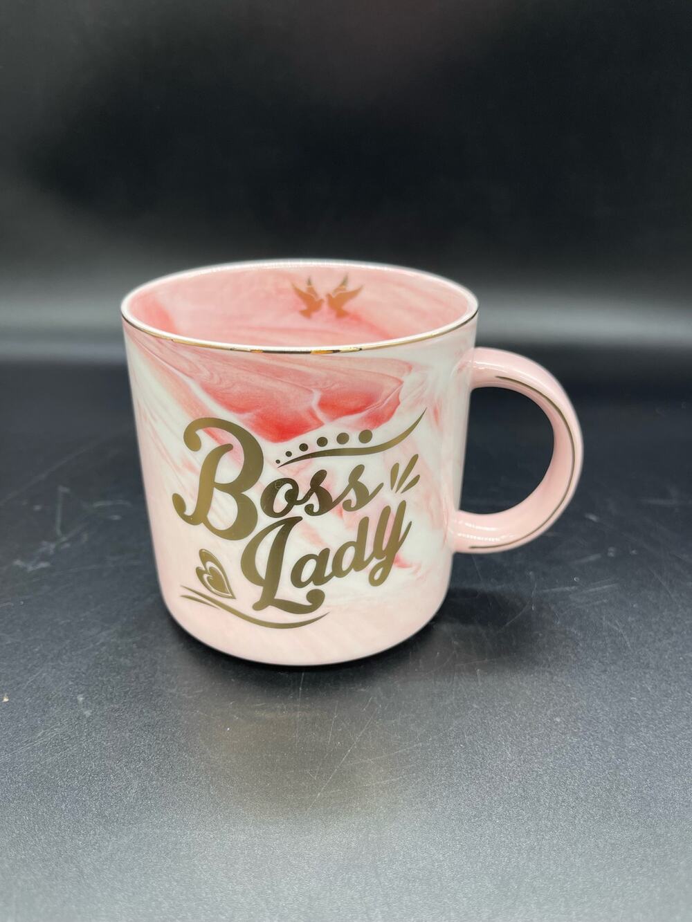 Boss Lady Pink Marble Swirl Design Coffee Mug Cup